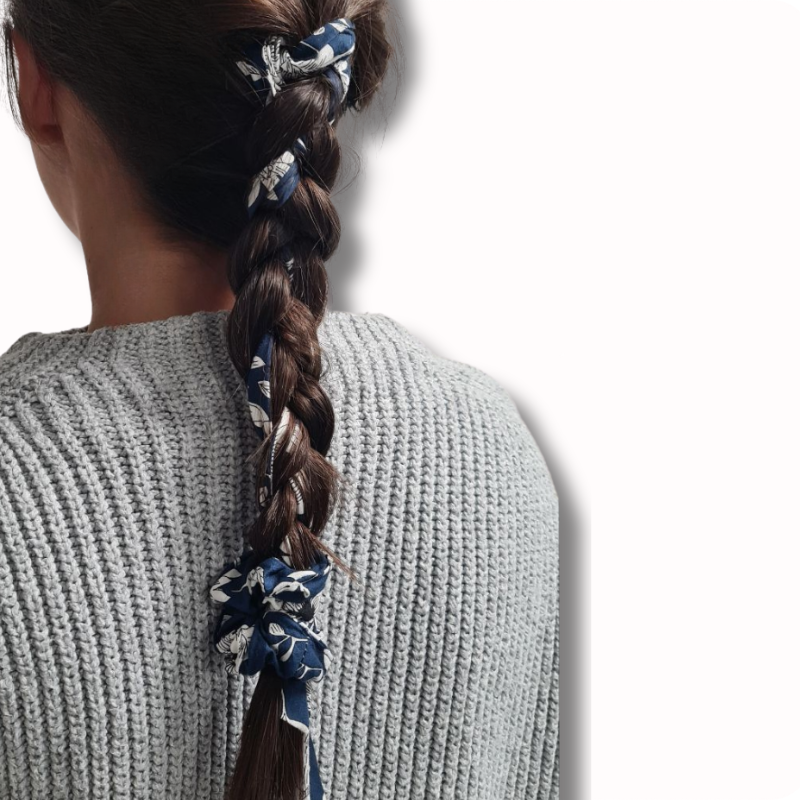 ruban cheveux pour fille et maman liberty bleu