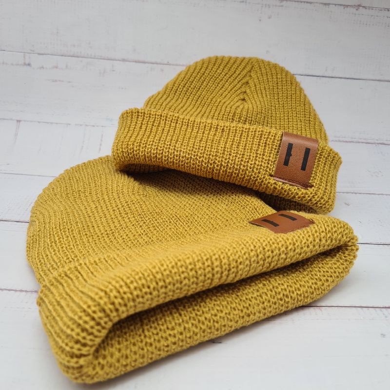Bonnet Moutarde Papa et enfant