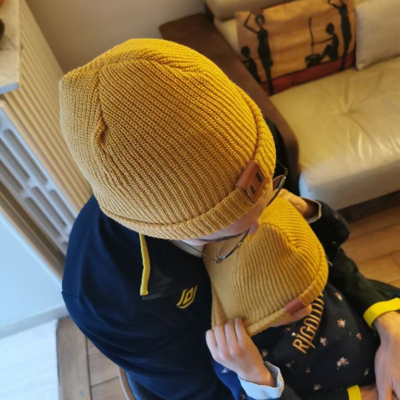 Bonnet Moutarde pour Papa et enfant