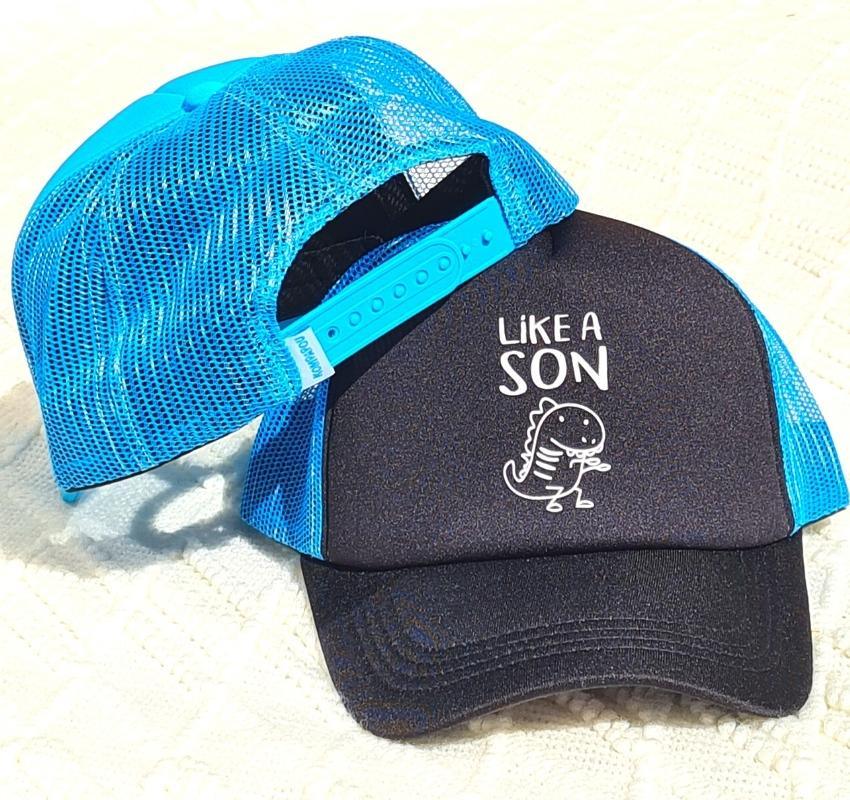 Ensemble casquette bleu papa et fils kompapou