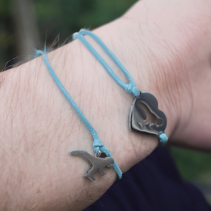 Lot de bracelets assortis familiaux en forme de dinosaure bleu ciel