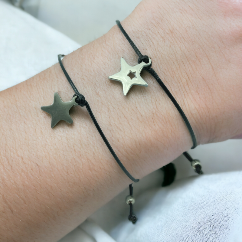 bracelets assortis pour la famille motif étoile et couleur noir