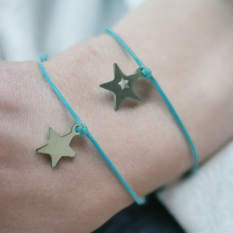 Duo de bracelets étoiles bleu pour père et fils