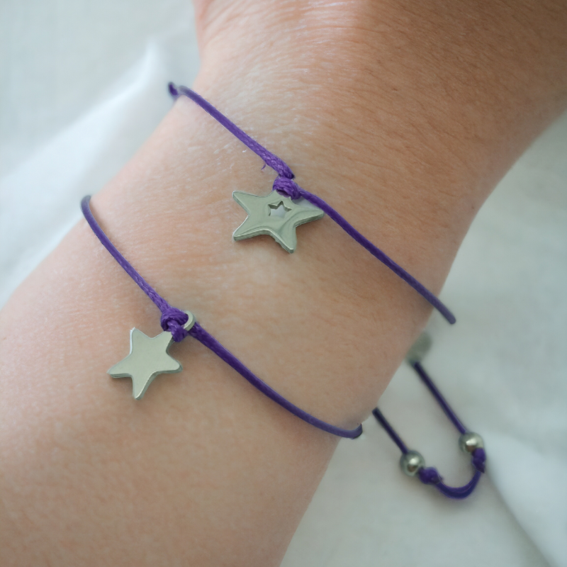 lot de bracelets étoiles violet pour maman fille