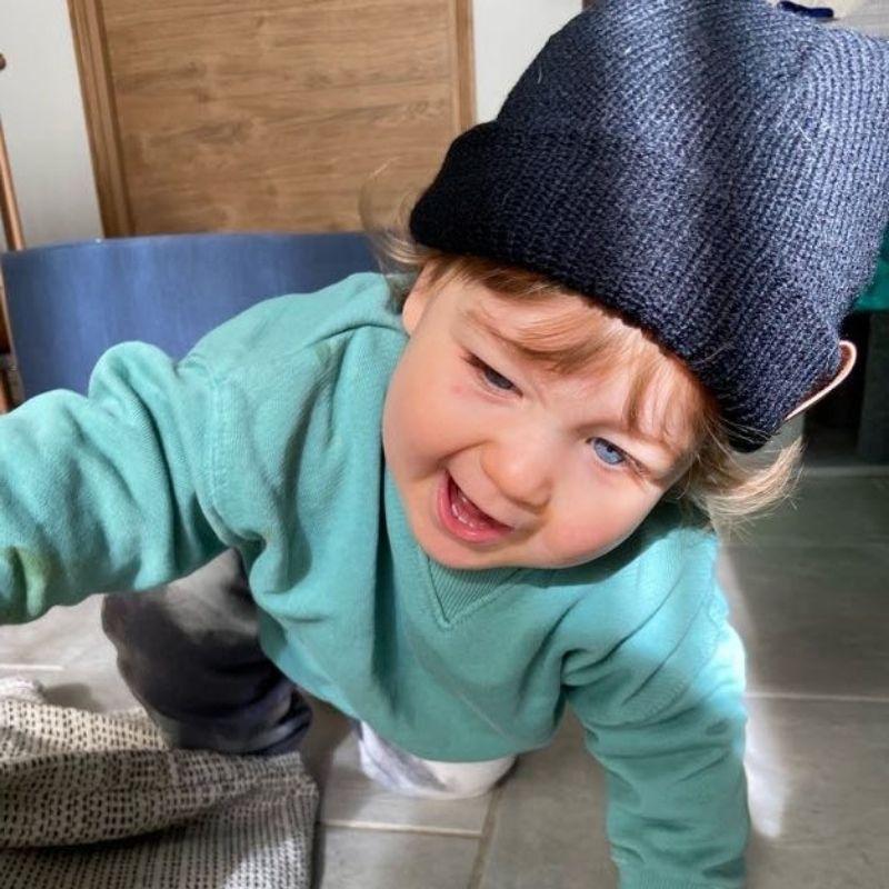 Duo Bonnets assortis noir Papa et Enfant - Kompapou