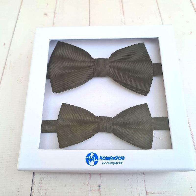 Nœud papillon assorti noir en satin de polyester - Kompapou