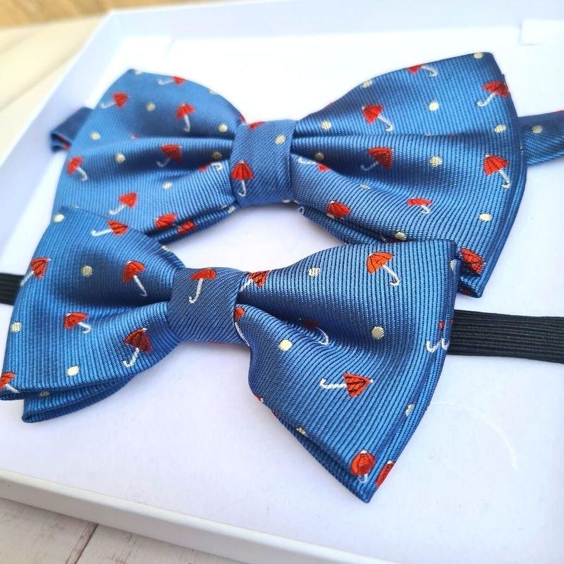 Nœud papillon bleu assorti pour père et fils