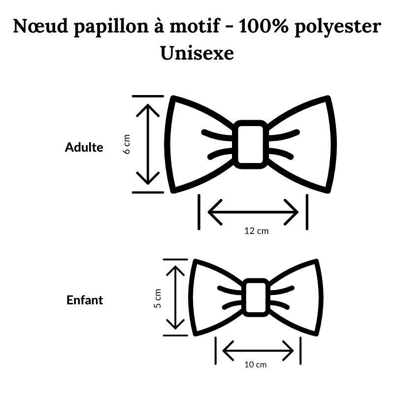 Nœud papillon bleu ciel assorti motif noir et blanc poisson en satin de polyester - Kompapou