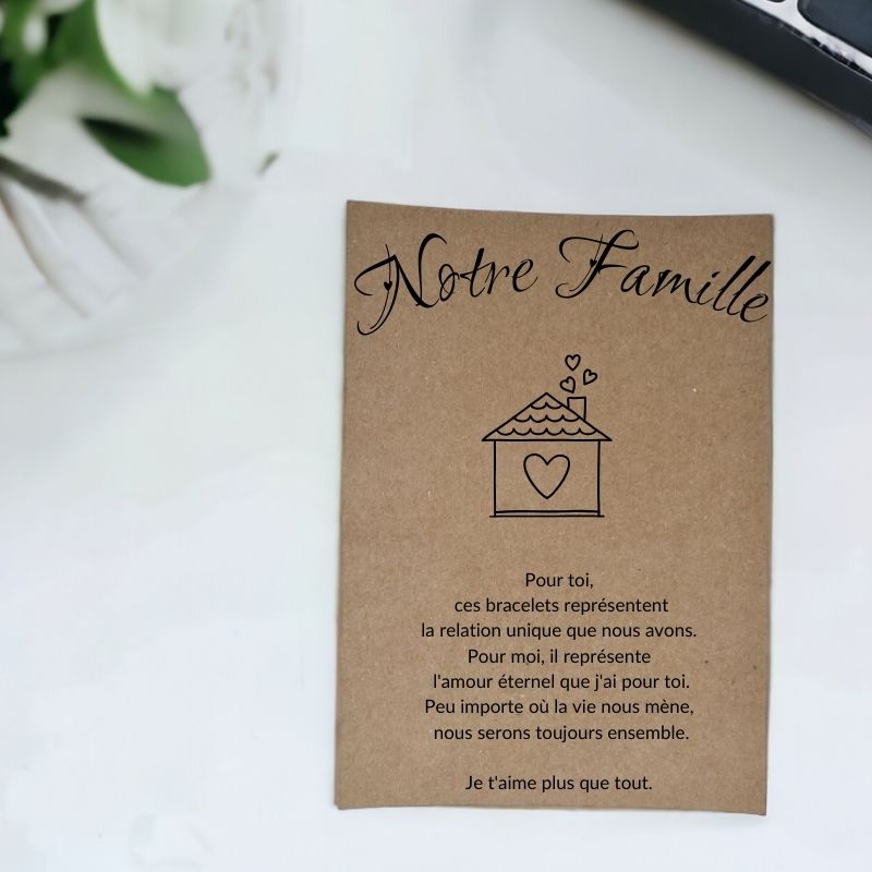 Carte personnalisable pour bracelets assortis familiaux 