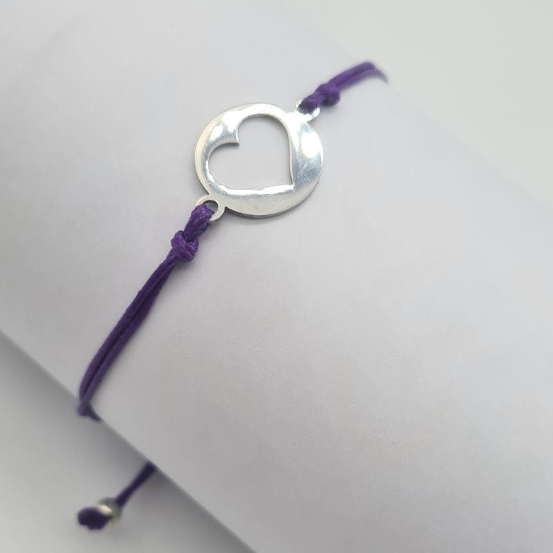 Bracelet cœur violet relief