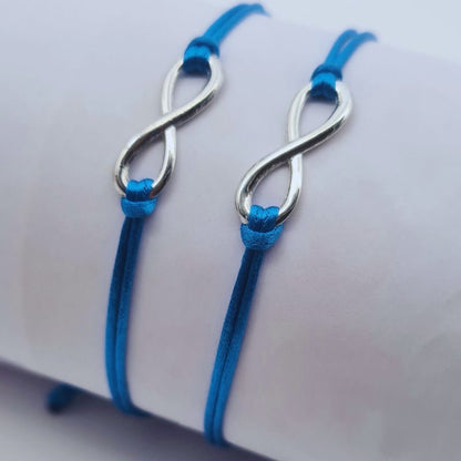 Bracelets assortis père fils infinis bleu
