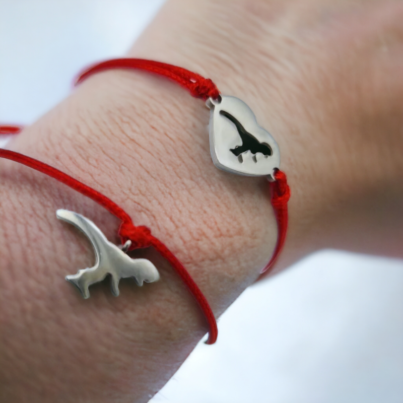 Lot de 2 bracelets dinosaure rouge pour parents enfants