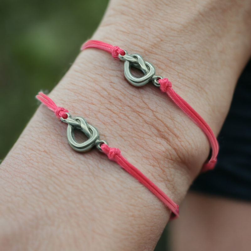 duo de bracelets pour la famille coeur noué rose 