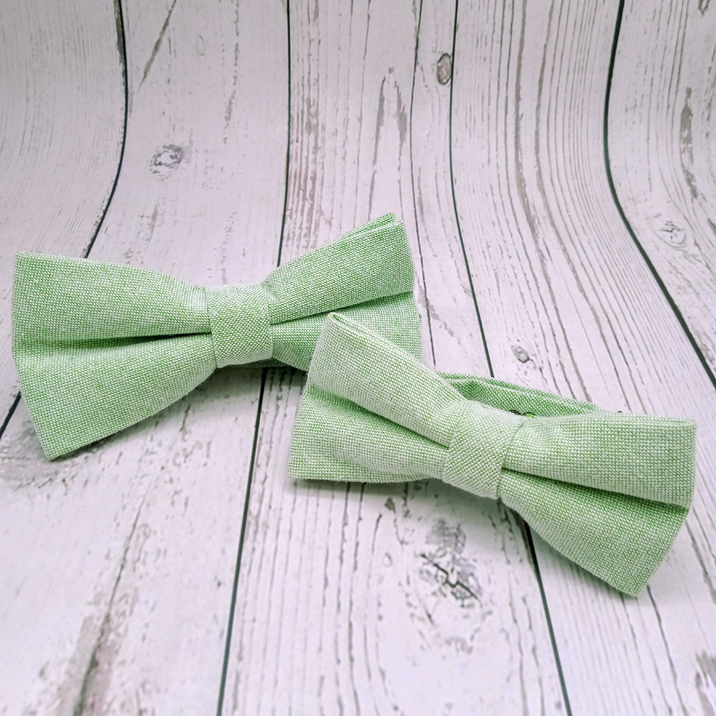 Lots nœuds papillon assortis Vert Tilleul pour papa et enfant 