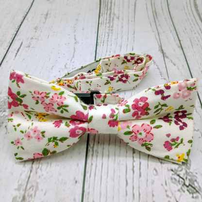 Nœud papillon blanc fleuris liberty vintage enfant  