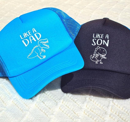 Duo casquette bleu papa et fils kompapou