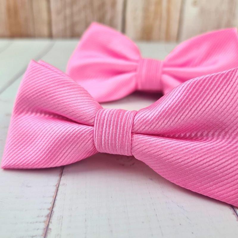Nœud papillon assortis rose vif en satin de polyester - Kompapou